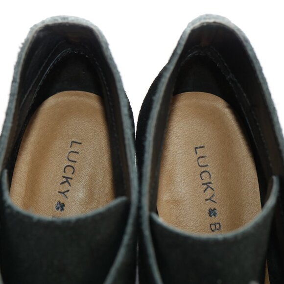 Lucky Brand Womens Yamene Boots Size 7.5 Black Suede Lace Up Wedge Heel Booties - Picture 8 of 13
